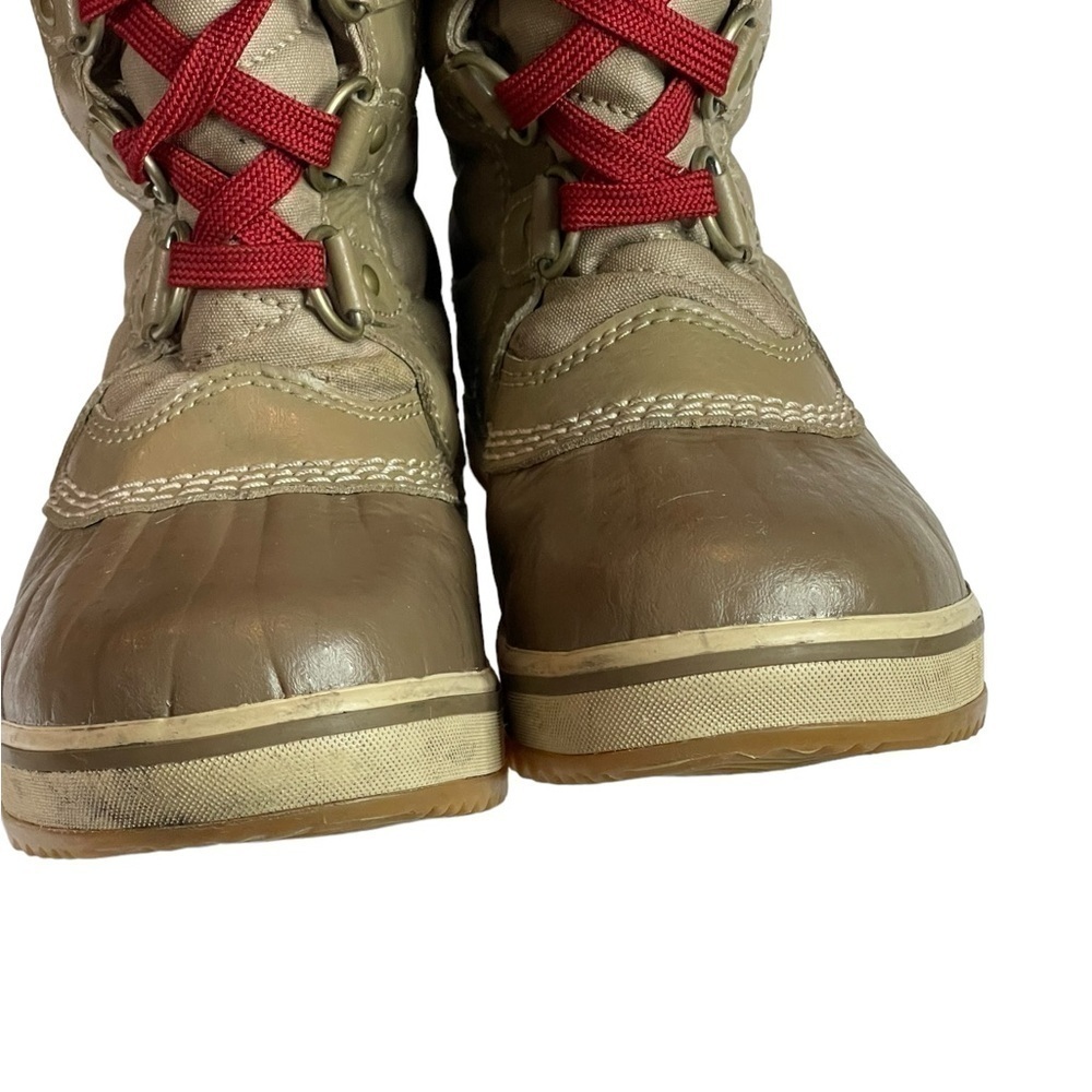 🎉Sorel Tofino II kids Tall Faux Fur Boots Winter Outdoors Tan Red Laces size 1 - Picture 16 of 16